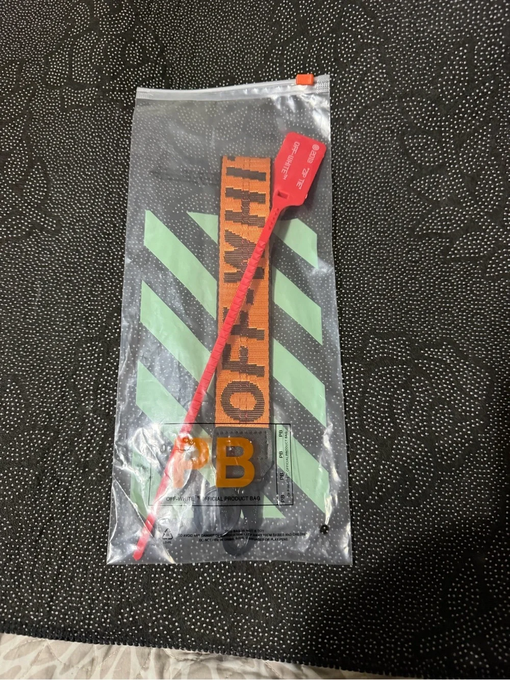 Off-White Orange and Black Branded Web Key Strap